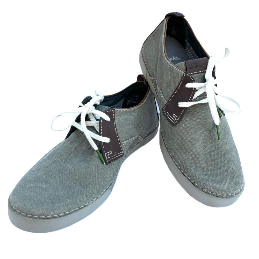 Clarks Mens Canvas Size 9 M Green Shoes Casual Lace Up Loafers - Picture 9 of 13